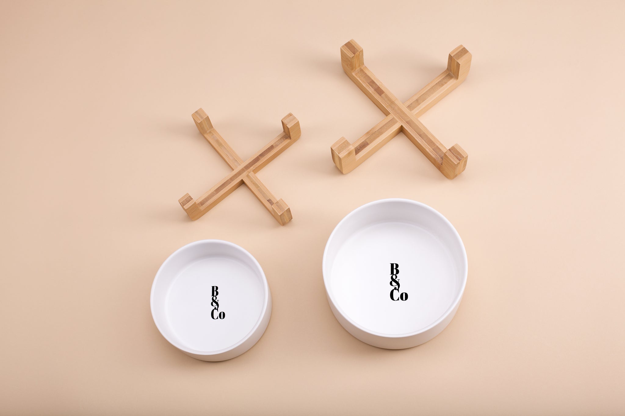 Ceramic Bowls with Wooden Stands