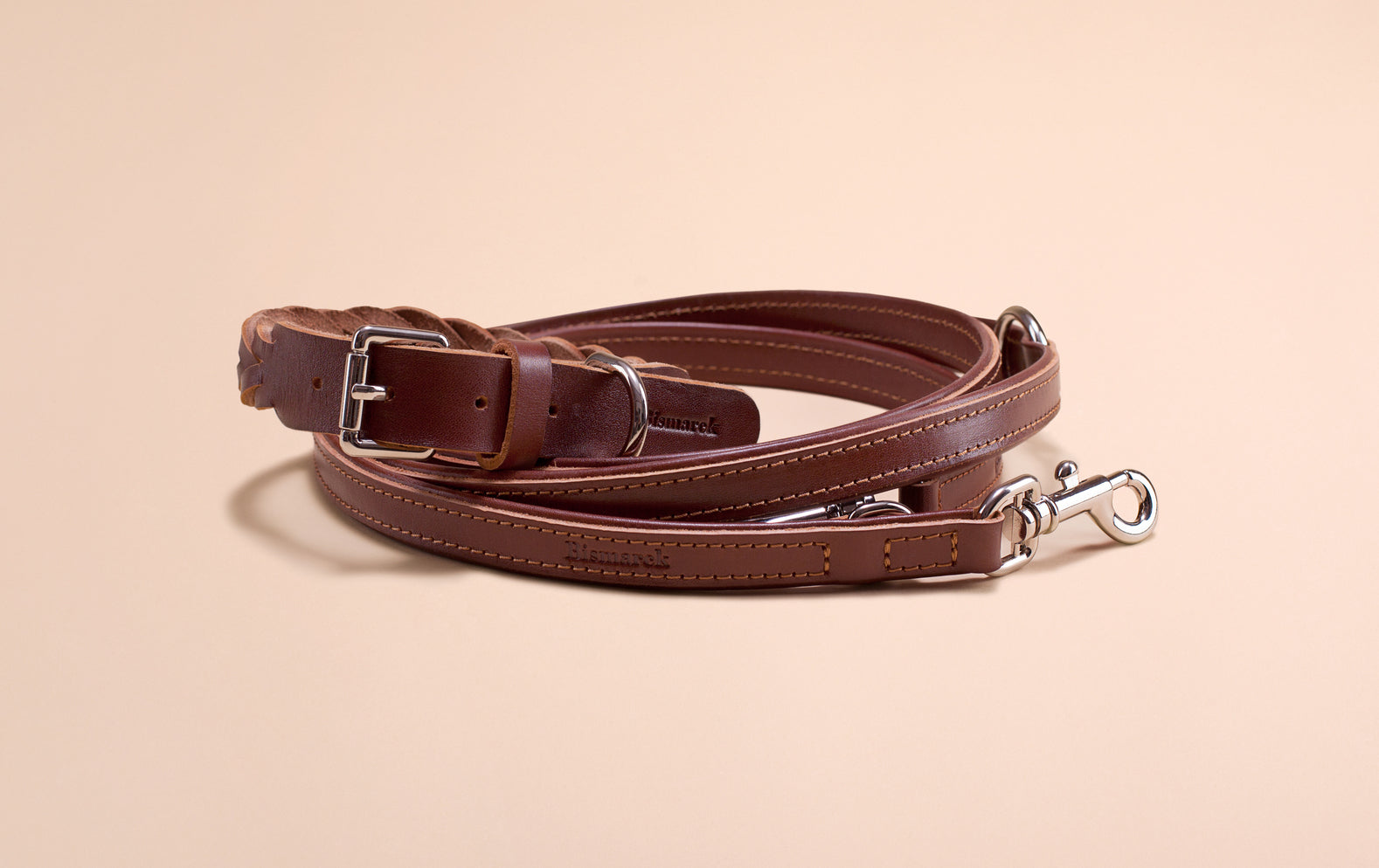 Leather Leash in Cognac