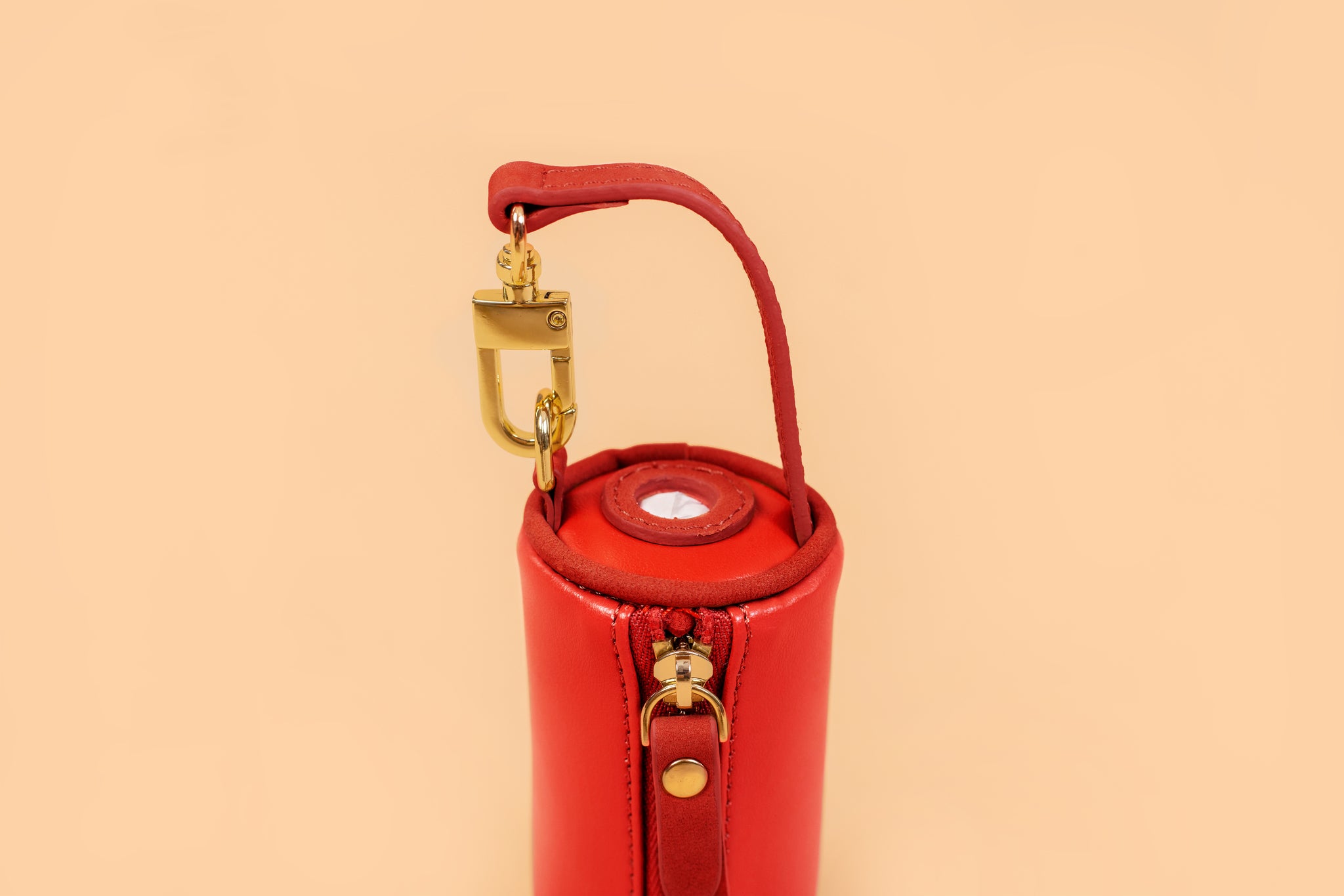 Apple Leather Poop Bag in Festive Red