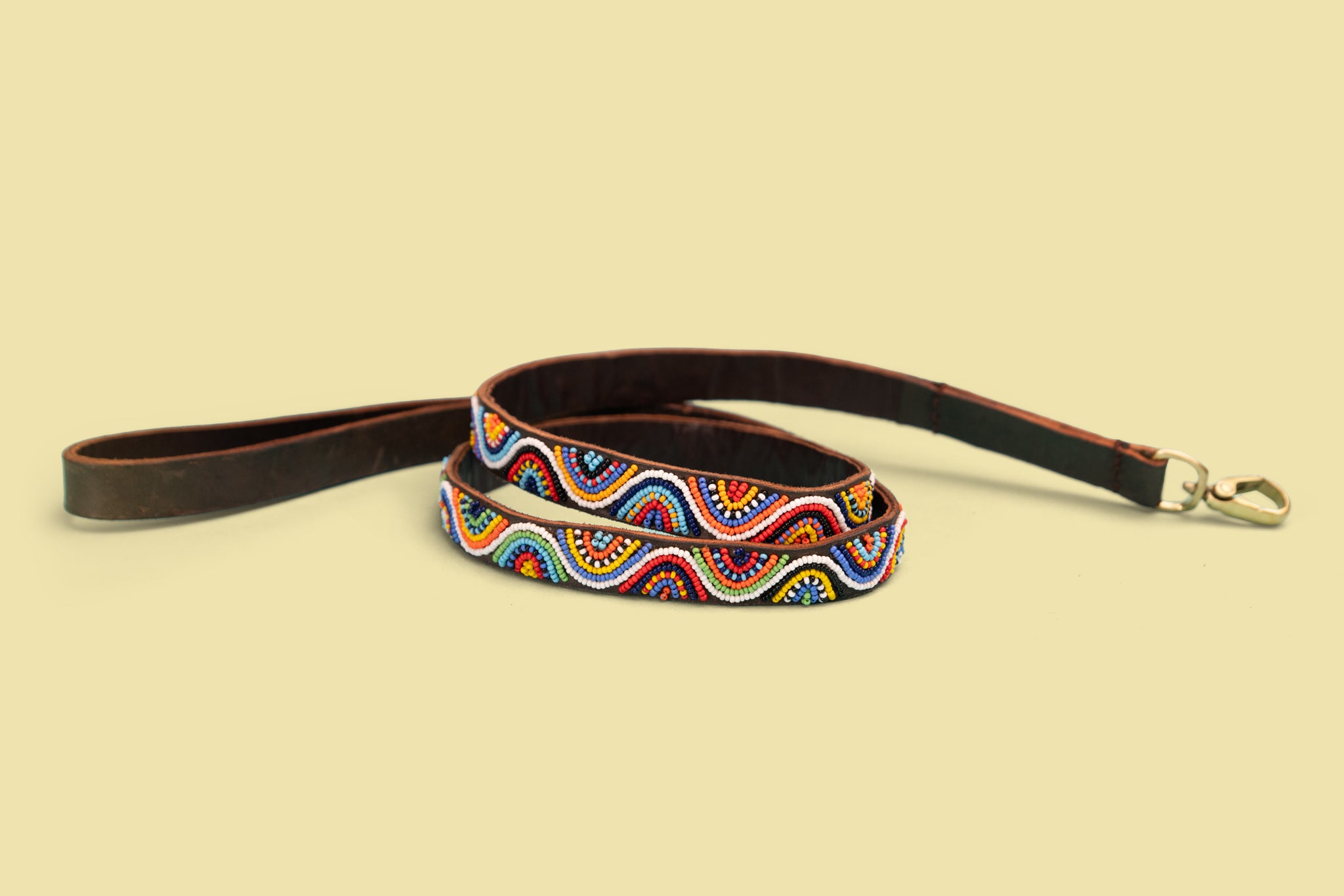 Beaded Leash | Rainbow Wave
