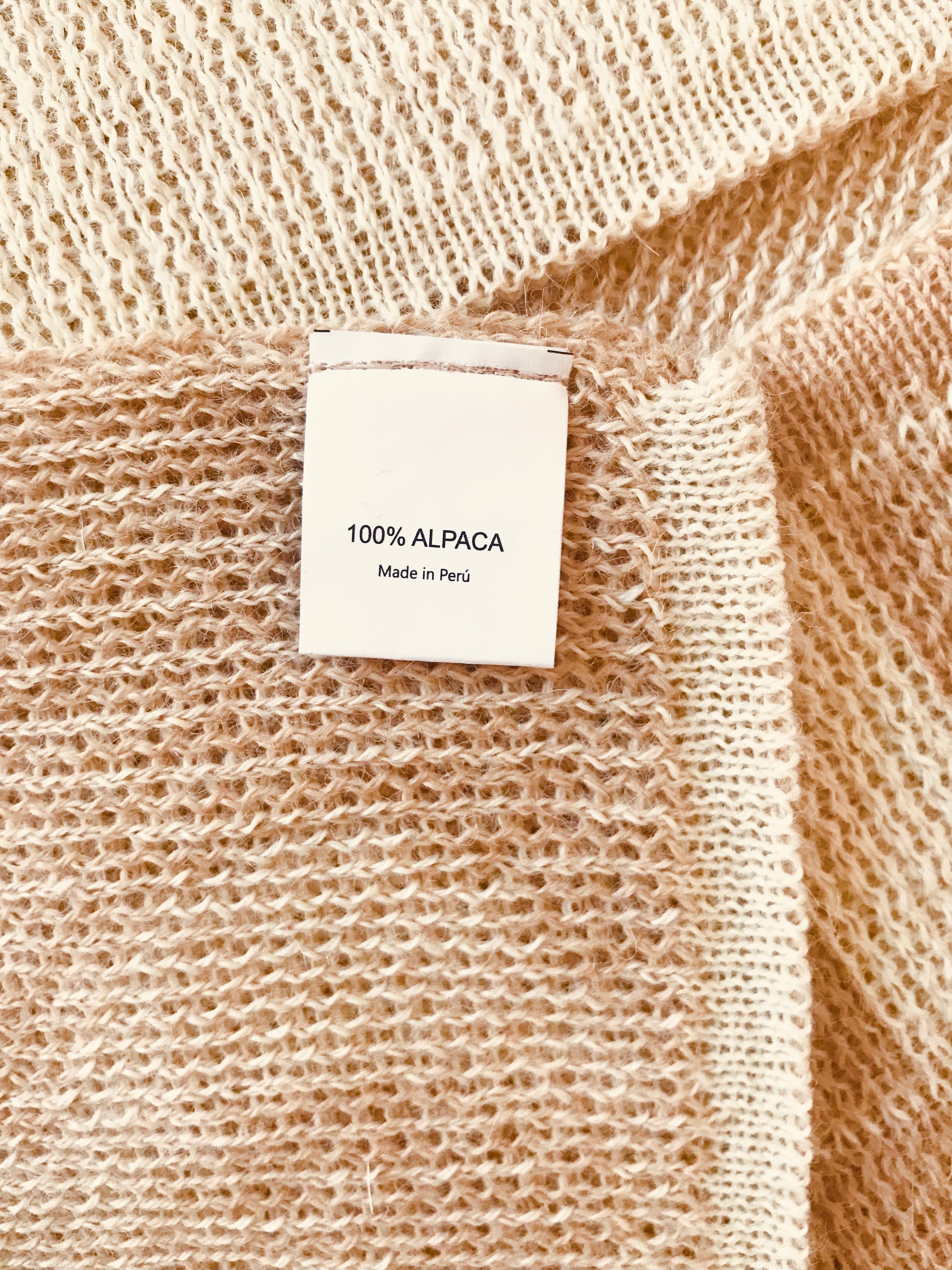 Alpaca Blanket in Dusty Pink & Cream